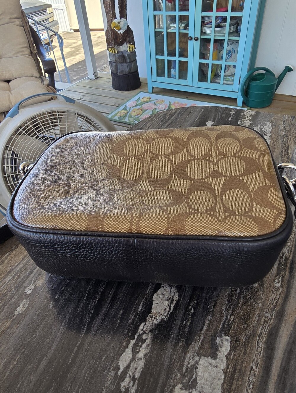Coach EUC Signature Coated Canvas & Leather Crossbody No.1695 Tan/Brown 9.25x6 - Picture 10 of 12